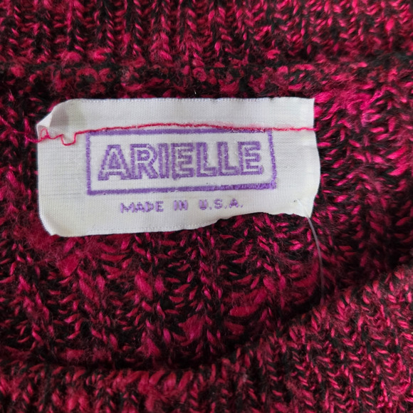 80s Vintage Red Black Heathered Crewneck Half Sleeve USA Made Sweater Size XL - Picture 3 of 6